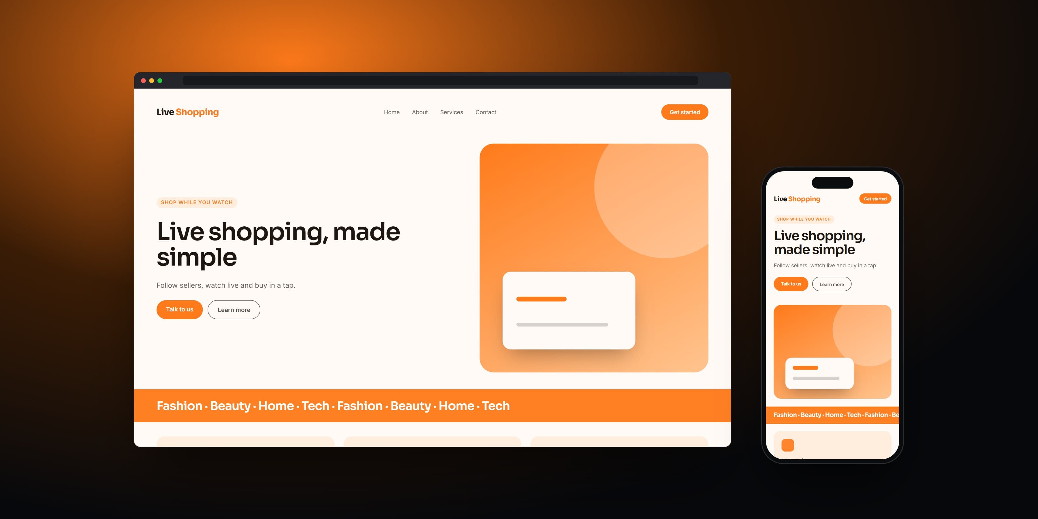 Live Shopping logo, app icon and mobile app screens