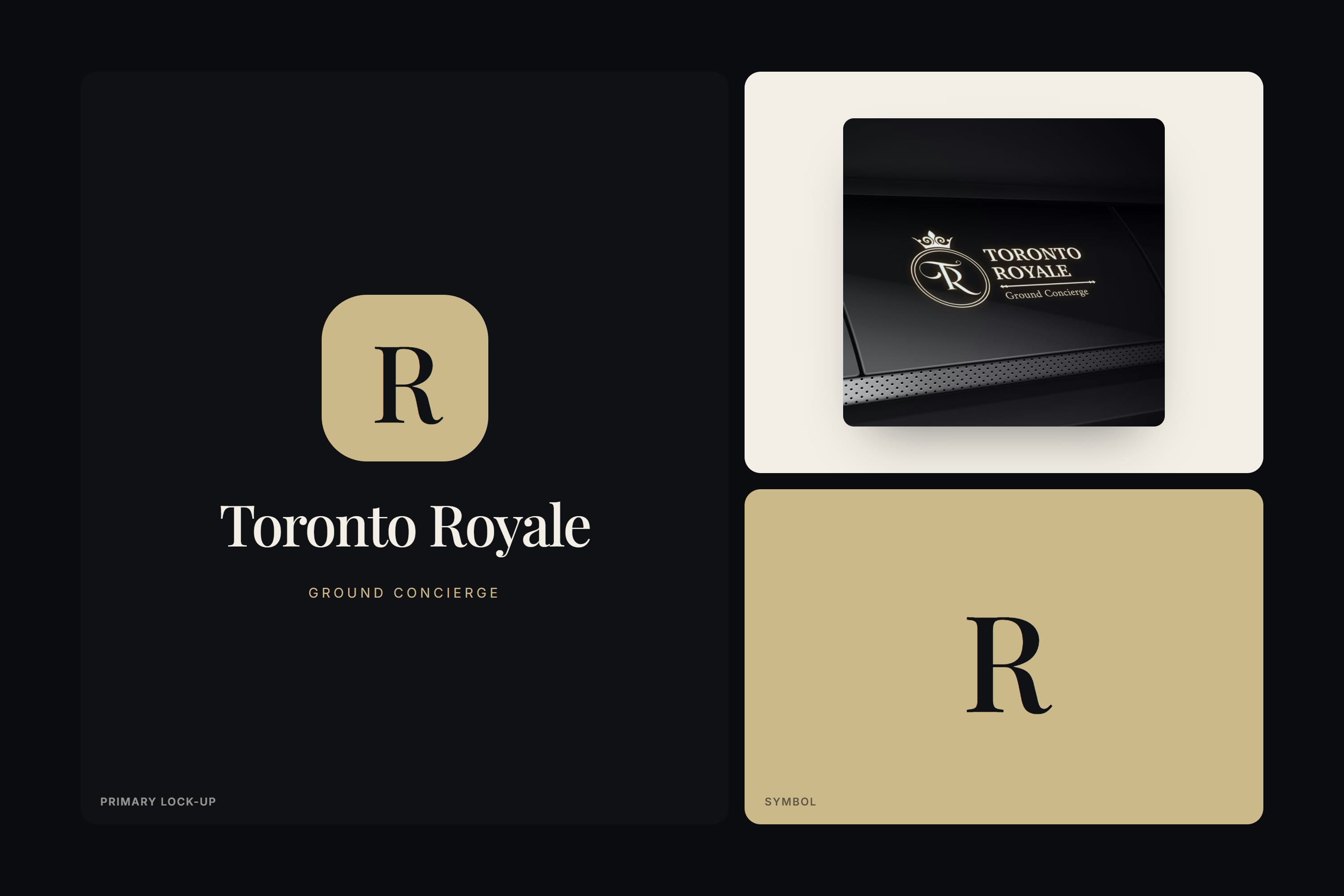 Toronto Royale Ground Concierge logo embossed on a dark surface